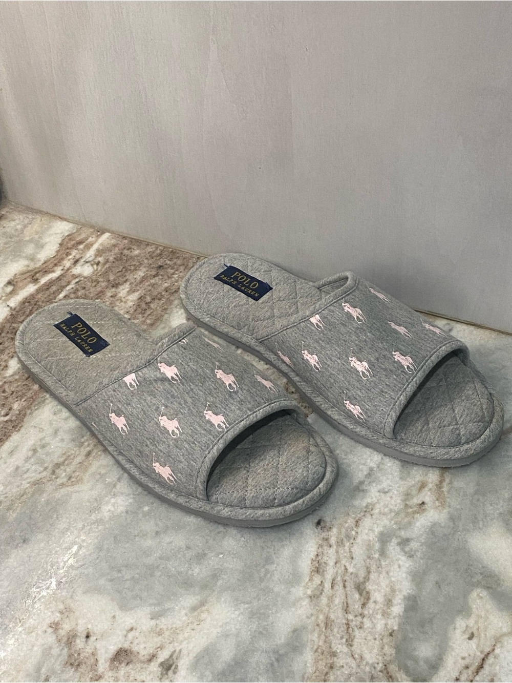 Polo Ralph Lauren Antero Slide Slipper Grey Pink 10